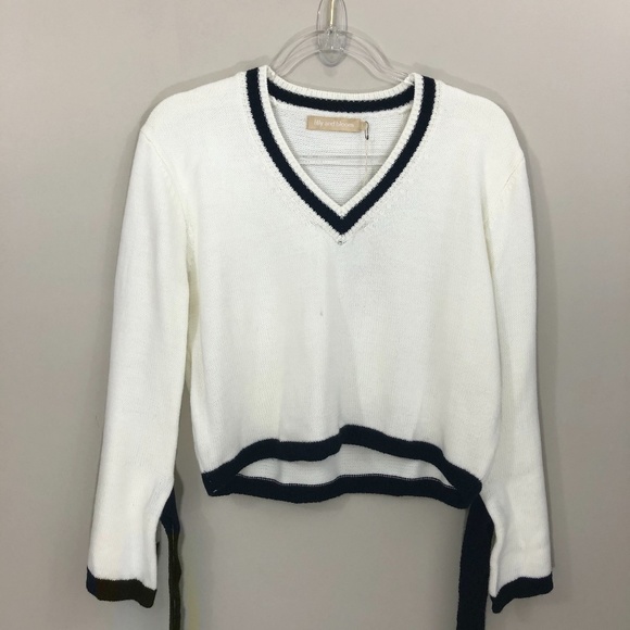 Lilly and Bloom Cropped White Sweater S NWT - Picture 4 of 7